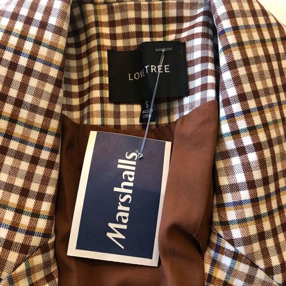 NEW Love Tree Plaid Versona Light Academia, Preppy Open Front Boyfriend Jkt Sz S - Picture 8 of 16